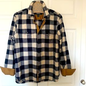 ROOT’s Heavy Flannel Shirt with elbow patch , Sz M